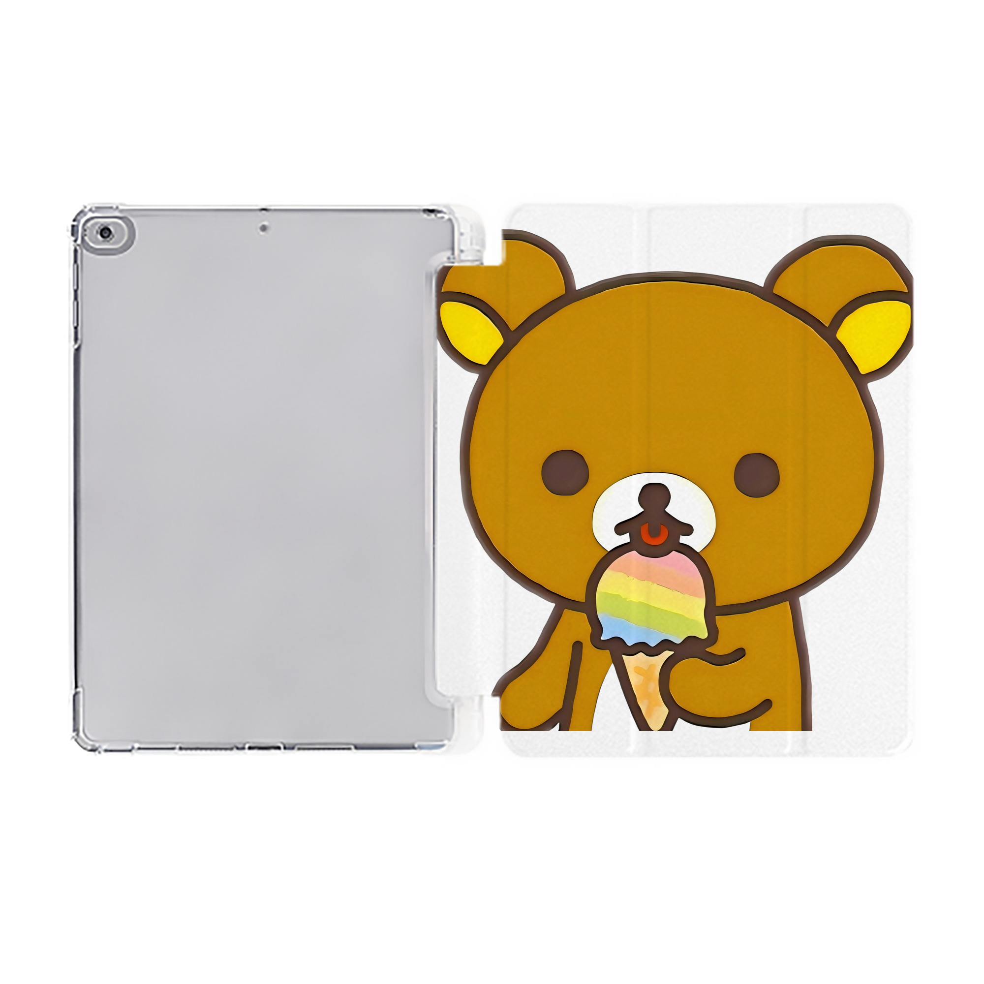 （画像用） リラックマ リラックマ キイロイトリ Rilakkuma Korilakkuma Kiiroitori IPad ケース ペン収納付き 三つ折りスタンド PUレザー×シリコン 対応機種9.5/10.5/10.9インチ